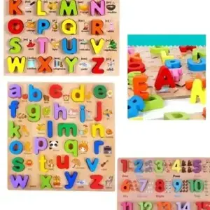 Wooden Puzzle board for kids capital letters, small letters and Numbers board