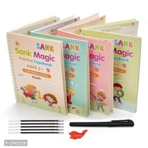 Magic Reusable Calligraphy Practice Set – 4 Books, 10 Refills, Pen & Grip for Preschool Learning